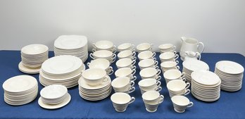 Wedgewood Embossed Cream On Cream Queensware Dinnerware China Set