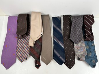 12 Vintage Ties Including Oscar De Larenta, Superba, Pierre Cardin, Lanvin And Mallory & Church.