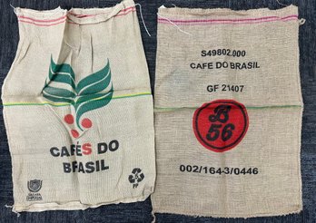 2 Cafe Do Brasil Jute Bags Certified Fair Trade.
