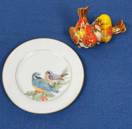Vintage Signed Adrienne Birds In A Tree Plate  Porcelain Birds Decor
