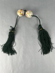 Asian Decorative Tassels With Ceramic Painted Balls.