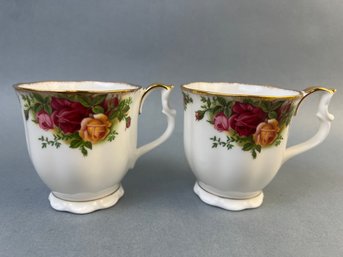 2 Royal Albert Old Country Roses Coffee Cups.