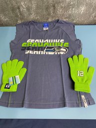 Womens Seahawk Cap Sleeve Shirt And 2 Pair Of Mittens