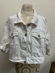 Highway Jeans White Denim Jacket With Roll Up Sleeves.