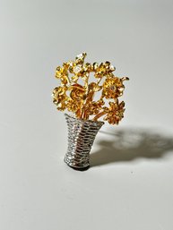 Basket Of Flowers Brooch