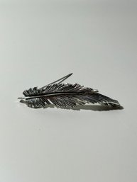 Coro Silvertone Feather Brooch