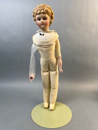 Vintage Restored Porcelain Arms And Head Doll.
