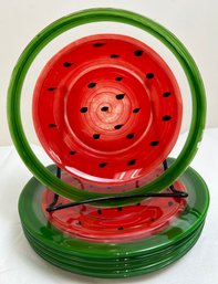 Vintage Watermelon Hand Painted Glass Plates