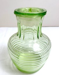 Vintage Uranium Glass Lidded Juice Tea Carafe Vase