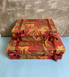 2 Cloth Covered Jungle Print Storage Boxes- Made In USA *Local Pick Up Only*