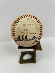 Phil Bradley Autographed Baseball HR # 11 Dated 8/7/87.