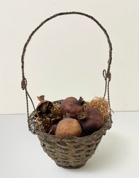 Vintage Fruit Basket With Pomegranate Fruit Display