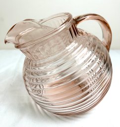 Vintage Anchor Hocking Manhattan Pink Ribbed Pitcher