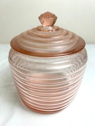 Vintage Anchor Hocking Manhattan Pink Ribbed Biscuit Jar