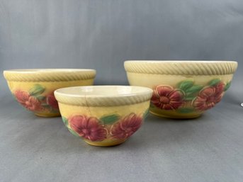3 Vintage Flowered Oven Proof Mixing/serving Bowls.