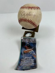 Edgar Martinez Autographed Baseball And Ticket Stub Dated 6/25/97.