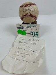 Dave Winfield Autographed Baseball HR # 465 Dated 7/27/95.