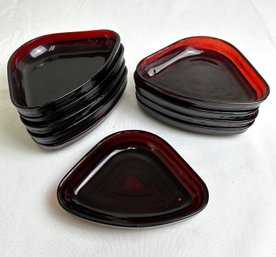 Vintage Anchor Hocking Manhattan Ruby Red Sauce Trays