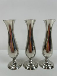 Set Of 3 Kirk Stieff Pewter Bud Vases.