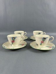 Delphine Lot Of 4 Cups And Saucers