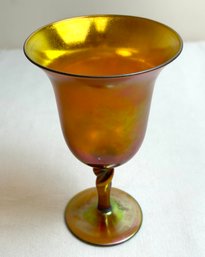 Steuben Gold Aurene Twist Stem Goblet #2361-Local Pickup