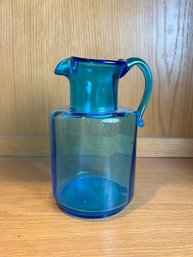 Vintage Aqua Glass Pitcher