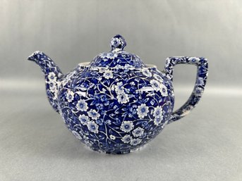 Royal Crownford Ironstone Staffordshire Blue Calico Tea Pot