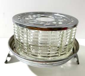 Vintage 1960s The Silex Co. Candle Warmer Chrome Glass And Stand