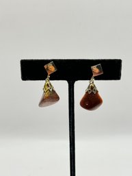 Goldstone Pebble Clip Earrings