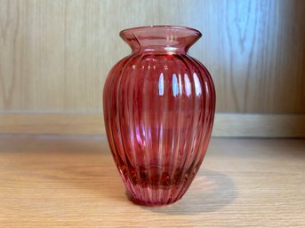 Vintage Tri Mold Cranberry Glass Vase