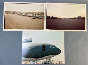 3 Vintage Photos Of AWACs On The Tarmac.