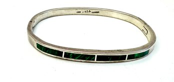 Vintage Mexican Silver 950 Bracelet With Green Stones