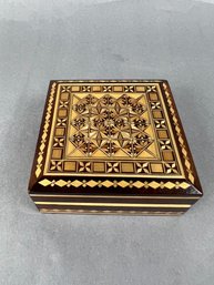 Russian Inlaid Wood Box Dated 1994.