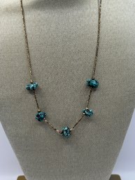 Gold Tone Necklace With Turquoise Stones