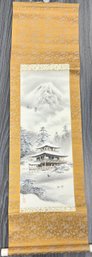 Large Japanese Scroll Depicting A Mountain Scene.