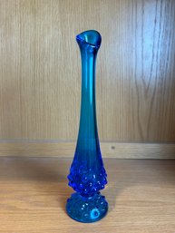 Vintage Dark Turquoise Hobnail Footed Bud Vase