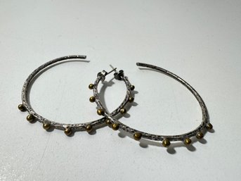 Vintage Silver Large Hoop Earrings