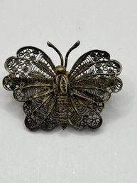 Spun Silver Butterfly Brooch