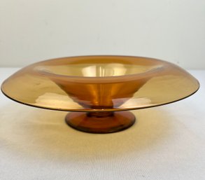 Vintage Hand Blown Amber Compote