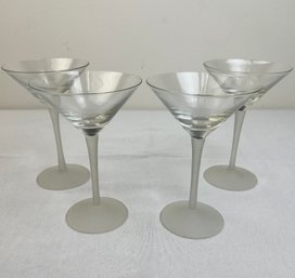 Frosted Handle Martini Glasses