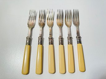 Six French Ivory Handled Forks