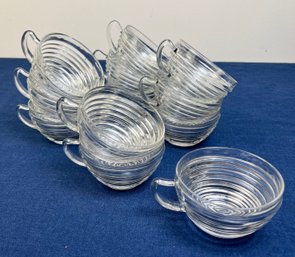 Vintage Anchor Hocking, Manhattan Clear  Glass Teacups