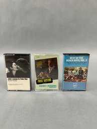 Three Vintage Cassettes: Beach Boys Kenny Rogers John Lennon