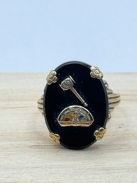 10k Yellow Gold Masonic Rainbow Girls Ring