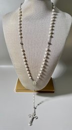 Vintage Sterling And Faux Pearl Rosary