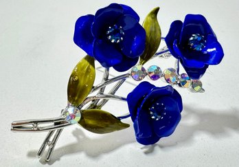 Vintage Coro Enamel Flower Brooch