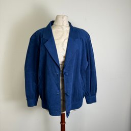 Dark Blue Ultra Suede Jacket By Facile  - Size 6 - USA