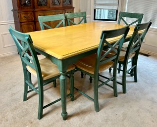 Country Shabby Chic Dinning Table With Six Chairs