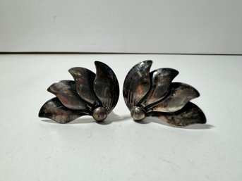 Modernist Made In Denmark Sterling Clip Earrings