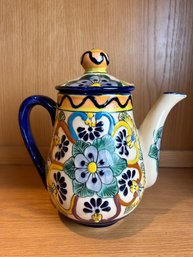 Mexican Glazed Pottery Coffee Pot